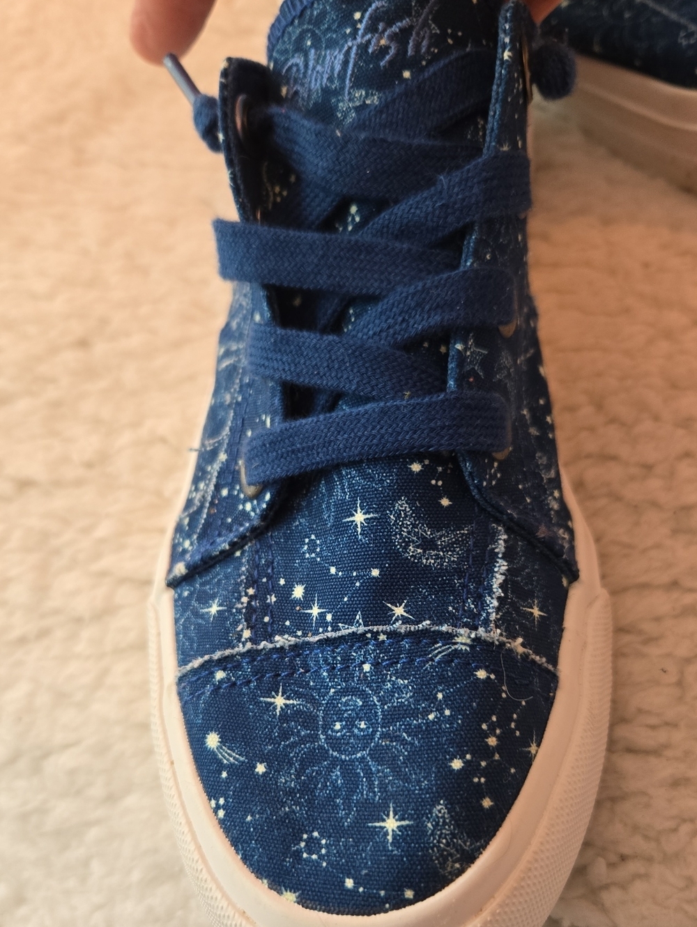 Blowfish Malibu Navy Blue Galaxy Print Canvas Sneakers - Picture 2 of 8